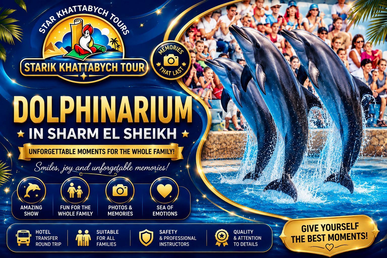 Dolphinarium in Sharm El Sheikh – Dolphin Show Experience -STAR-KHATTABYCH-TOURS Dolphin show performance at Dolphinarium in Sharm El Sheikh * Star Khattabych Tours
